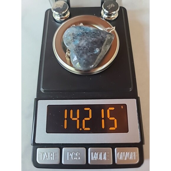 925 Sterling Silver Blue Jasper Heart Pendant Necklace Vintage - Picture 6 of 10